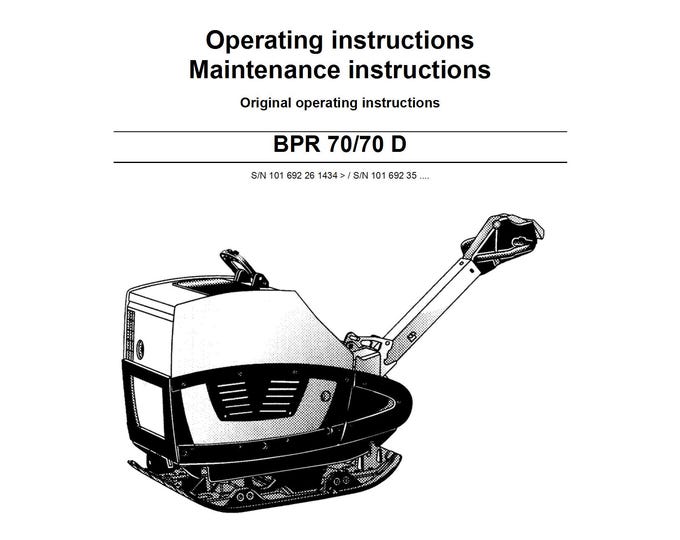 Bomag Reversible Vibrating Plate BPR 70, 70D Operating Instructions 12-2012 00806761  - English  (Pdf Download)