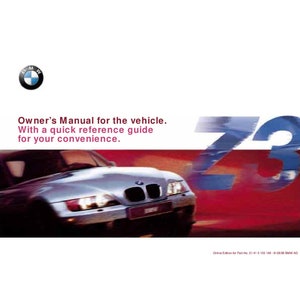 BMW Z3 E36-7 Roadster - E36-8 Coupe 1996-2002 Owners Manual - English
