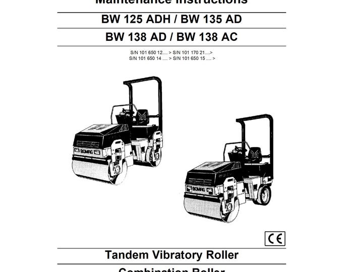 Bomag BW135AD Roller Operation & Maintenance Instructions 00813801 04.2004  (Pdf Download)