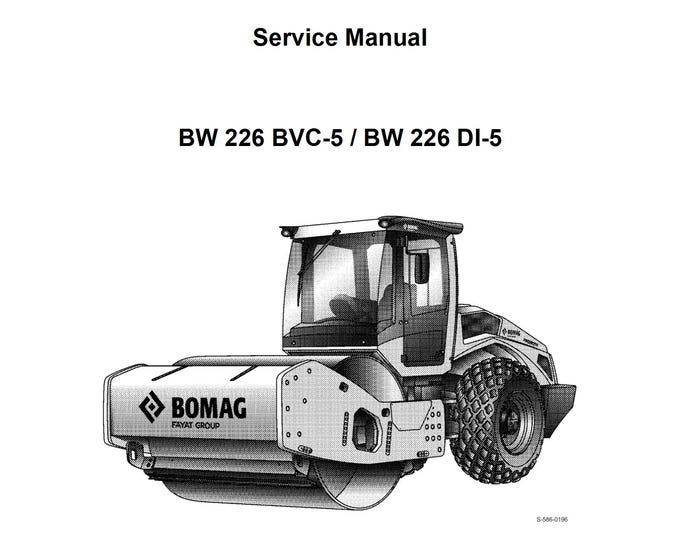 Bomag Single Drum Roller BW 226 BVC-5 DI-5 Service Manual 00840086 03.2018  - English  (Pdf Download)
