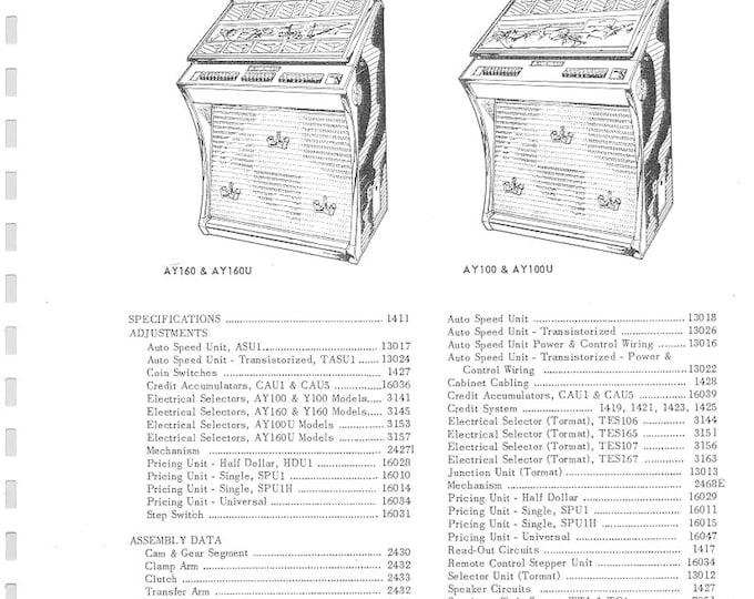 Seeburg - Y - AY - AY100 - AY160 - Y100 - Y160 - Phonograph - Service Manual - Workshop Manual - English