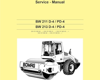 Bomag BW 213 D-4, PD-4 Service Manual 2007 00891145- English  (Pdf Download)