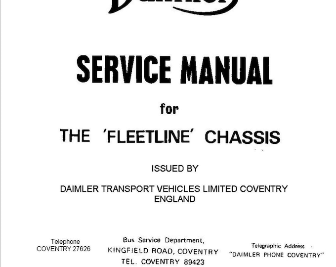 DAIMLER FLEETLINE -  Service Manual - Parts Manual - Owner manual - Pdf Download