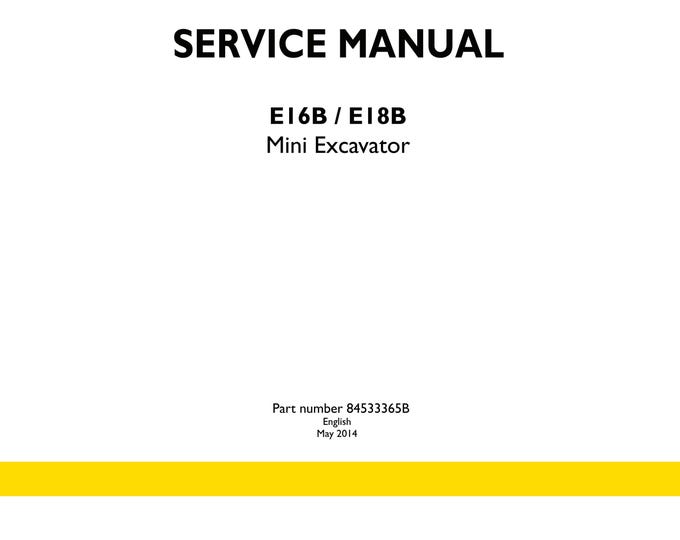 New Holland e18b - Service Manual - Parts Manual - Owner manual - Pdf Download