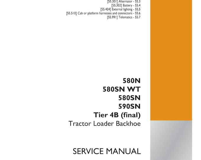Case 580N 580SN WT 580SN 590SN Tier 4B (final)Tractor Loader Backhoe- Electrical systems - 55 - Harnesses and connectors - 100(Pdf Download)