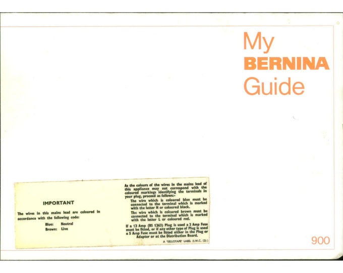 Bernina 900 Sewing Machine Instruction Manual - User Manual - Complete User Guide - English