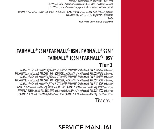 Case Farmall 75N - Farmall 85N - Farmall 95N - Farmall 105N - Farmall 105V Tier 3 - Repair Manual - Service Manual-(Pdf Download)