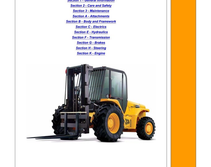 JCB Rough Terrain Fork Lift 9803-5100 - Workshop Manual - Service Manual - Parts Manual - Owners Manual (PDF Download)