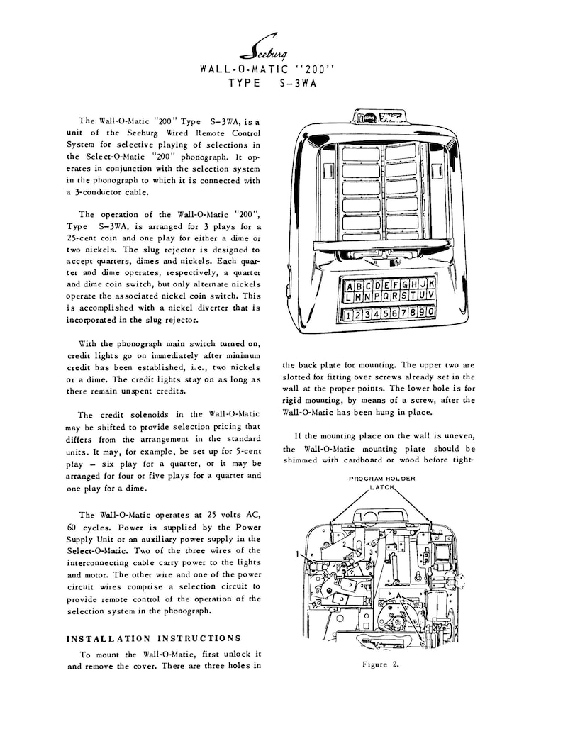 Seeburg Jukebox Servicemanual: Kopplingsschema, Dellista bild 2