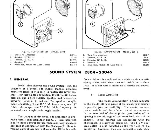 WURLITZER - 2304 - 2304s- Operating Instructions - Service Manual - User Manual - Schematic - Parts List
