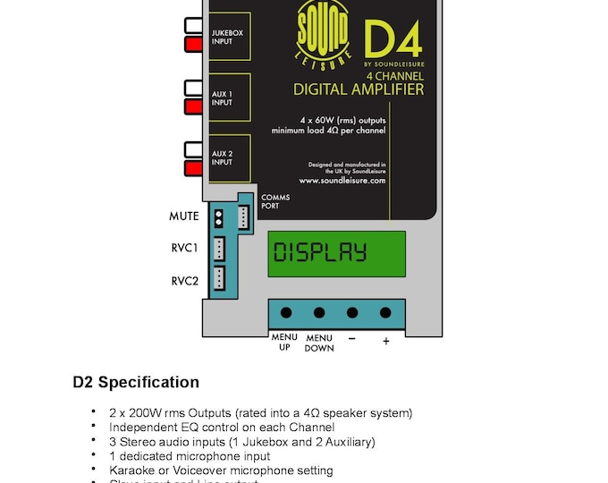 Sound Leisure - Amplifier - D2-D4  - Operating Instructions - Service Manual - User Manual - Schematic - Parts List