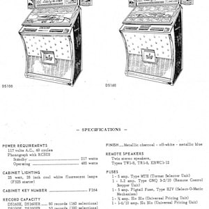Seeburg - DS100 - DS160  - Operating Instructions - Service Manual - Instruction Manual -  Wiring Diagram - Schematic - Operation Manual