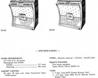 Seeburg DS100 DS160 Service Manual: Operating Instructions, Wiring Diagram