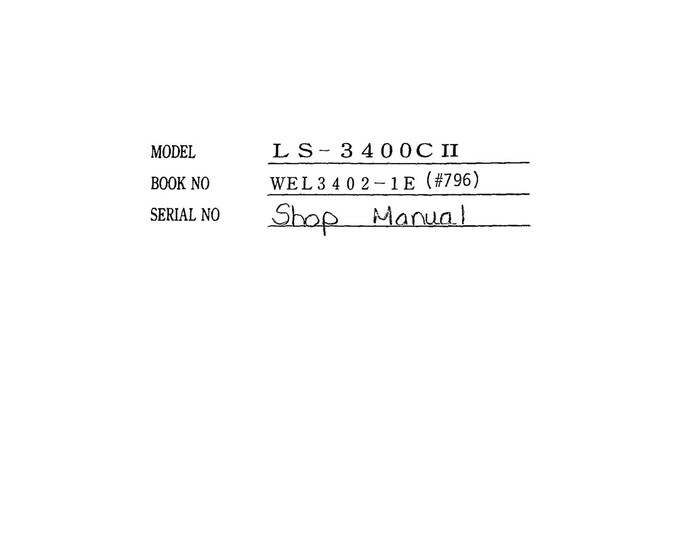 Linkbelt - Excavator LS-3400CII EX - Shop Manual - Workshop Manual - Service Manual - English
