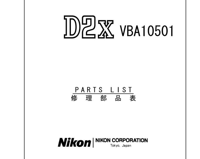 Nikon D2X Part List - Service Manual - Repair Manual - Workshop Manual -  PDF Download