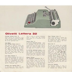 Olivetti Lettera-32 Typewriter Instruction Manual - User Manual - Complete User Guide