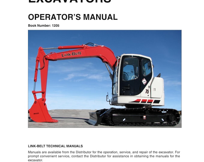 Linkbelt 75 SPIN ACE Tier 3 Operation Manual - Workshop Manual  (PDF Download)