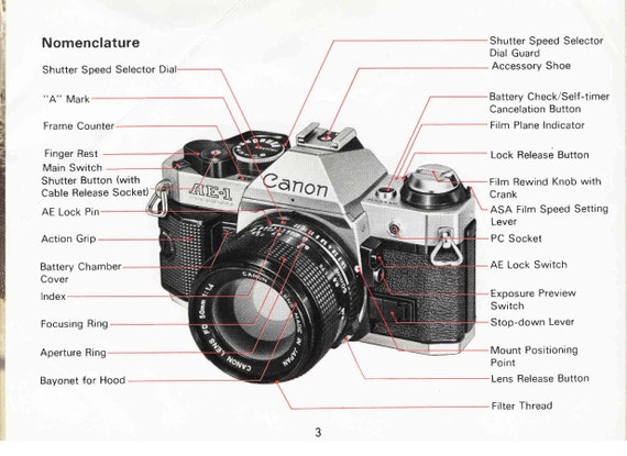 Canon AE-1 プログラム 1970年代 取扱説明書 - 英語 - Etsy 日本