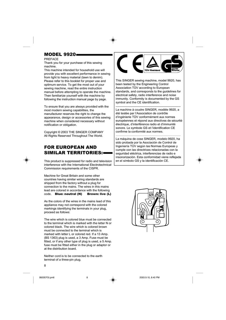 Singer 9920 Sewing Machine Instruction Manual User Manual Complete User ...