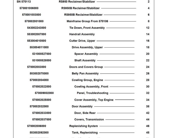 Bomag RS950 Stabilizer 0852923 2013 Parts Catalog -  English (Pdf Download)