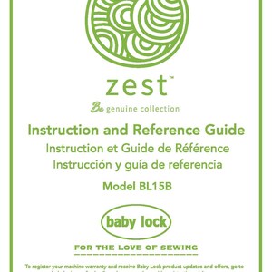 Baby Lock Zest BL15B symaskin bruksanvisning