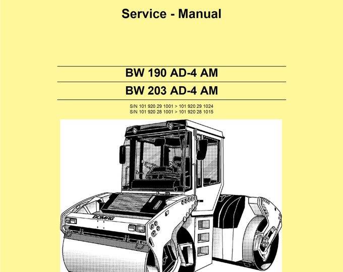 Bomag BW 190 AD-4 AM Bw 203 Ad-4 Am - Asphalt Manager Service Manual 00891472 04.2011 - English (Pdf Download)