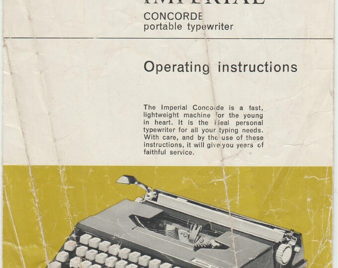 Imperial Concorde Typewriter Instruction Manual - User Manual - Complete User Guide