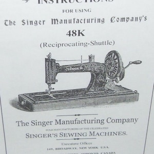 Singer 48k  Sewing Machine Instruction Manual - User Manual - Complete User Guide - English