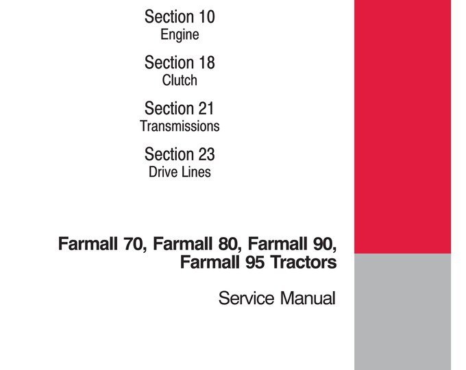 Case Farmall  70,  Farmall 80,  Farmall 90,  Farmall 95- Repair Manual - Service Manual-Shop Manual (Pdf Download)