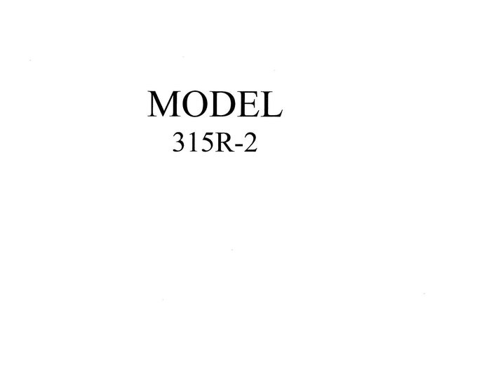 CONSEW 315R-2 Sewing Machine Instruction Manual - User Manual - Complete User Guide - English