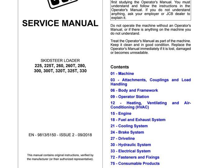 JCB Skid Steer Loader Service Manual (PDF Download)