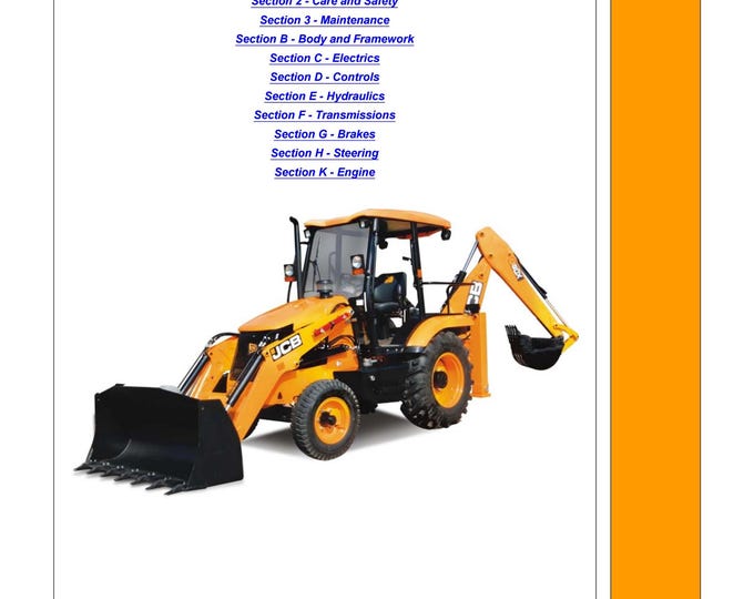 JCB 2DX Backhoe Loader  - Workshop Manual - Service Manual- Owners manual  (pdf Download)