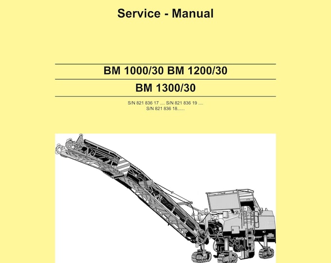 Bomag BM 1000-30 - BM 1200-30 - BM 1300-30 - Service Manual-Repair Manual - Workshop Manual - English
