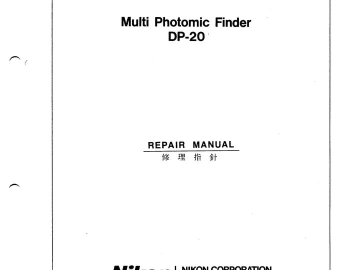 Nikon F4 Finder DP-20 - Service Manual - Workshop Manual -  PDF Download