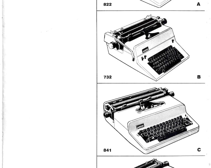 Addo 822, 732, 841, and 621  Typewriter Instruction Manual - User Manual - Complete User Guide