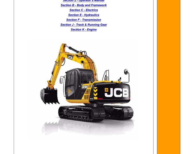 JCB JS 200 Series Tracked Excavators - Service Manual - Parts Manual - Owners Manual (Pdf Download)