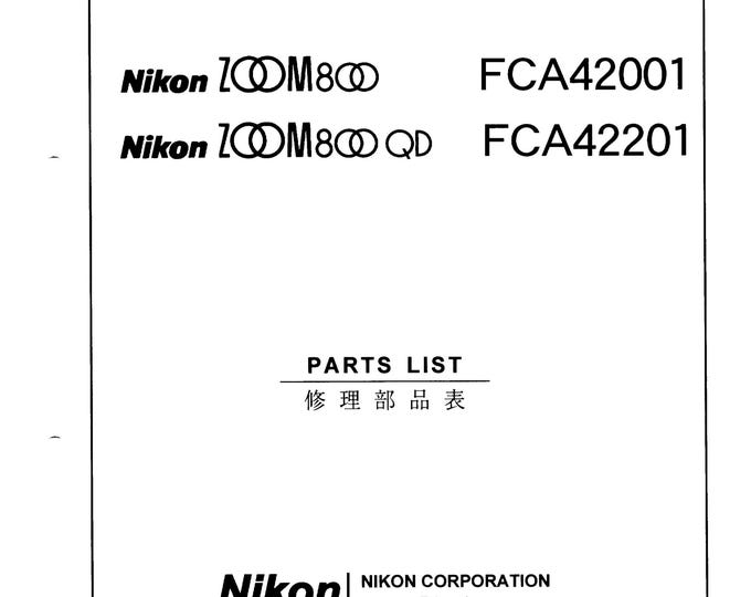 Nikon Zoom 800  - Service Manual - Workshop Manual -  PDF Download