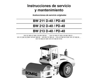Bomag Self-propelled Roller BW 213 D-40_PD-40 Operating & Maintenance Instructions 01-2012 00815883 ES (Pdf Download)