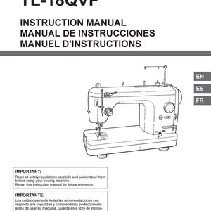 Juki TL18QVP Sewing Machine Instruction Manual - User Guide