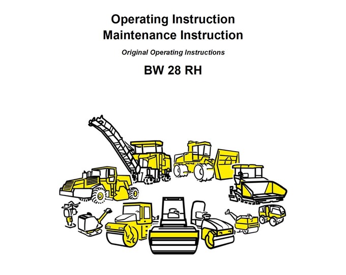 Bomag Pneumatic Tyred Roller BW 28 RH Operating & Maintenance Instructions 00820205- English  (Pdf Download)