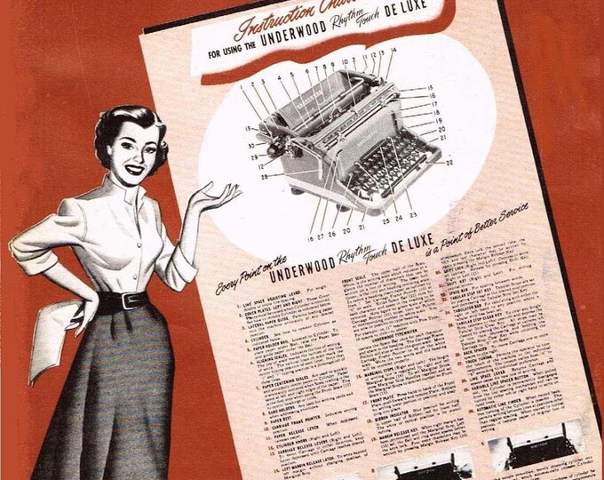 Underwood Rhythm Touch De Luxe Typewriter Instruction Manual - User Manual - Complete User Guide