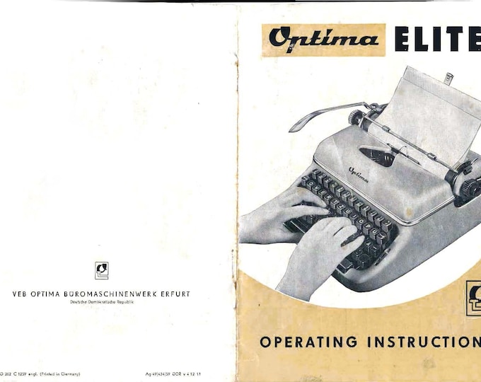 Optima Elite Typwriter Instruction Manual - User Manual - Complete User Guide