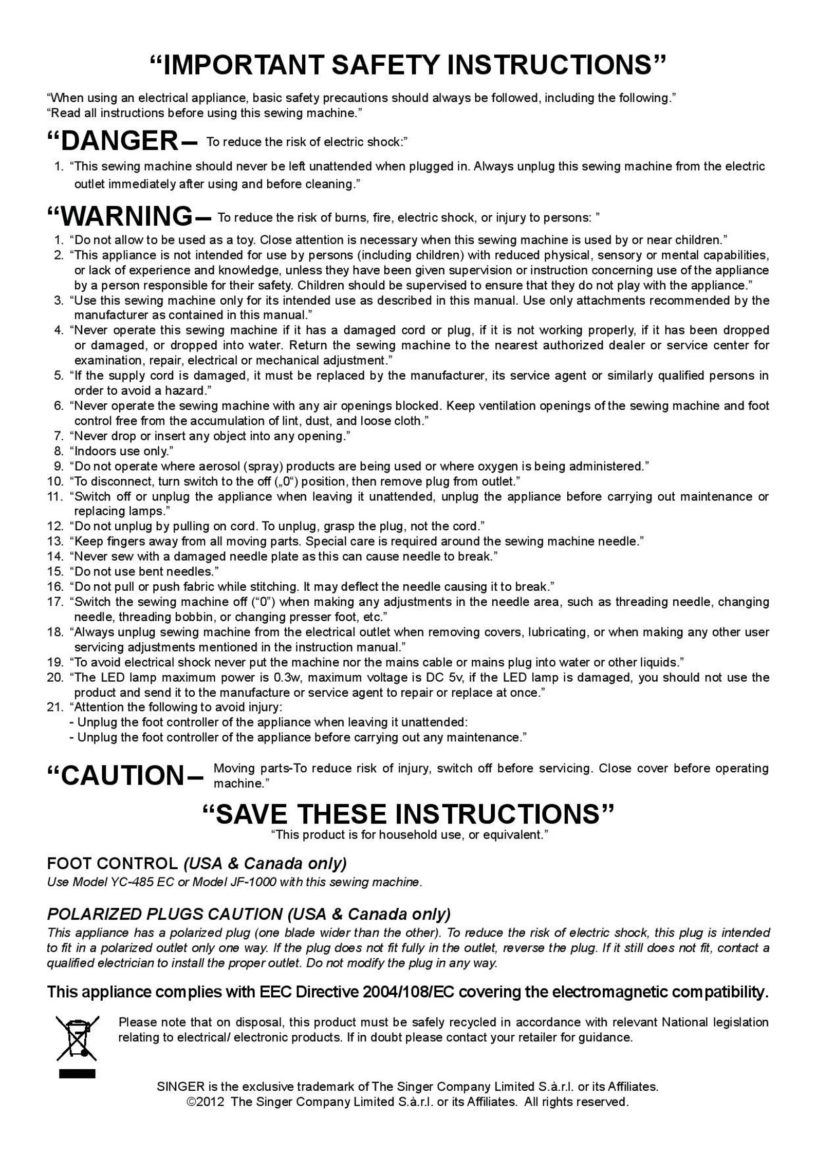 Singer 7285Q PATCHWORK Sewing Machine Instruction Manual User Manual