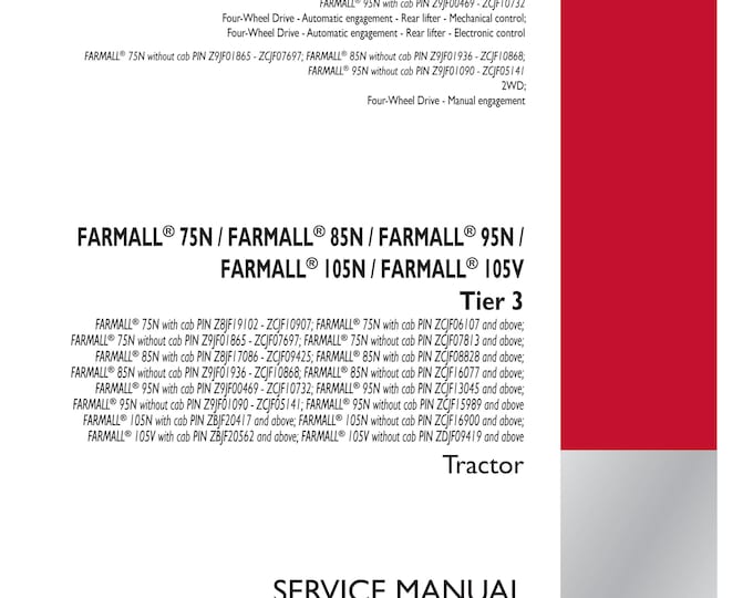 Case Farmall  75N Farmall  85N Farmall  95N Farmall 105N Farmall  105V Tier 3 - Repair Manual - Service Manual-Shop Manua (Pdf Download)