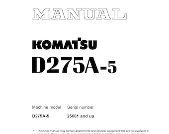 Komatsu D275-A5 Bulldozer Shop Manual (PDF Download)