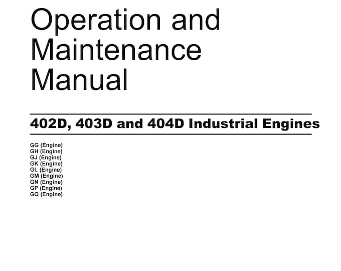 Perkins 402D, 403D and 404D Industrial Engines - Workshop Manual - Service Manual - Parts Manual - Owners Manual (pdf Download)