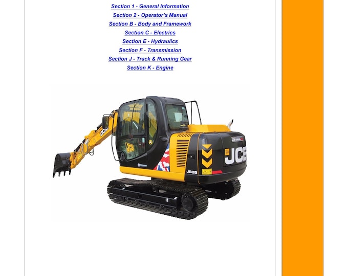 JCB JS Auto Range - Tracked Excavators JS85  -Service Manual - Parts Manual - Owners Manual (PDF Download)