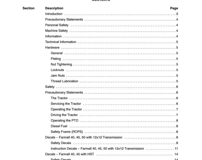 Case FARMALL 40, FARMALL 45, FARMALL 50- Repair Manual - Service Manual (Pdf Download)