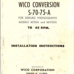 Seeburg - M100A - MH100A - Instrukcja serwisowa - Instrukcja obsługi - Schemat okablowania - Schemat - Instrukcja obsługi - Lista części