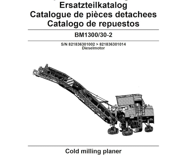 Bomag Cold Milling Planer BM1300 30-2 Spare Parts Catalogue 2011 00800673 -Danish  (Pdf Download)